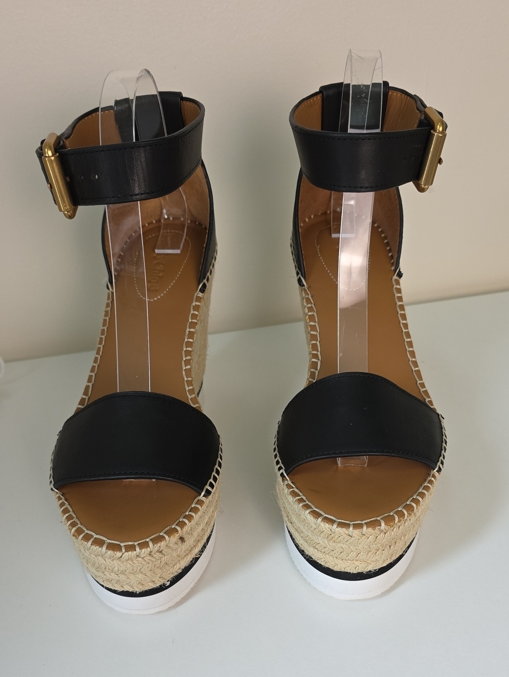 SeeBy Chloe Black Espadrille Wedge Sandals with Ankle Strap.  Size 38.  Dust Bag